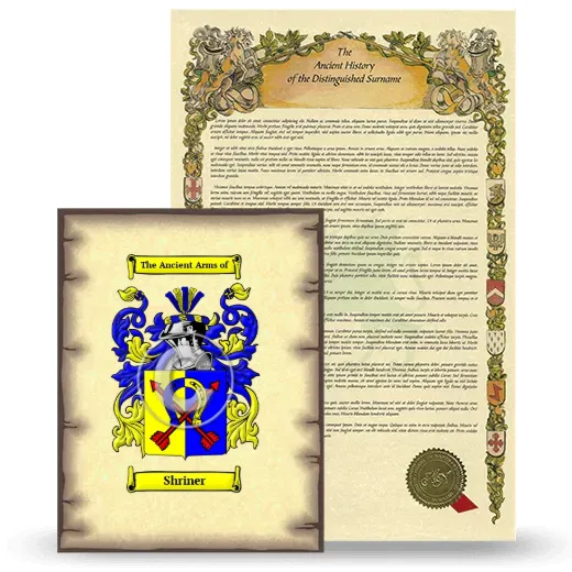 Shriner Coat of Arms and Surname History Package