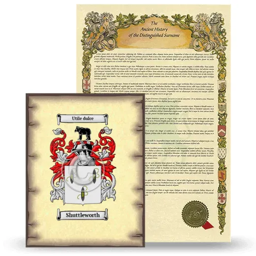 Shuttleworth Coat of Arms and Surname History Package