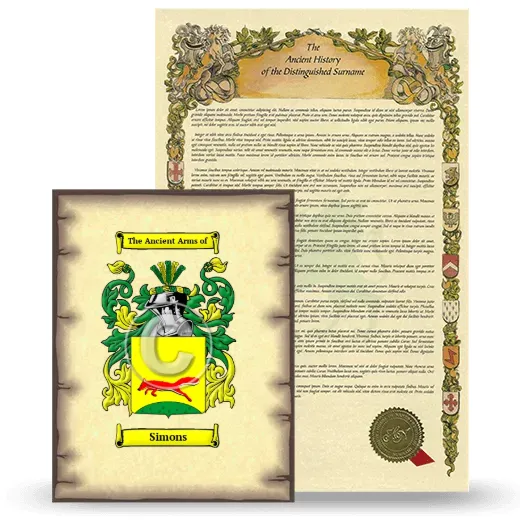 Simons Coat of Arms and Surname History Package