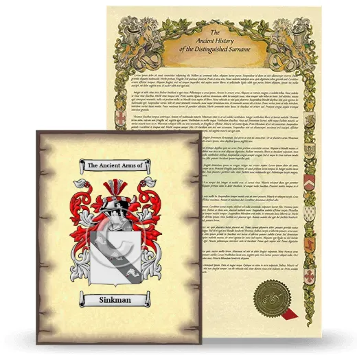 Sinkman Coat of Arms and Surname History Package