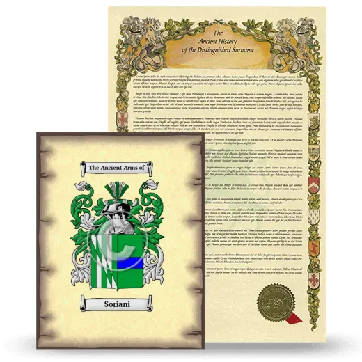 Soriani Coat of Arms and Surname History Package