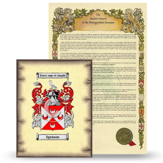 Sprason Coat of Arms and Surname History Package