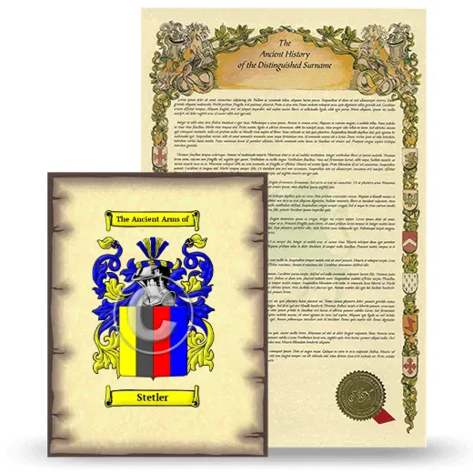 Stetler Coat of Arms and Surname History Package