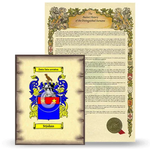 Stjohns Coat of Arms and Surname History Package