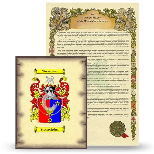 Stonecipher Coat of Arms and Surname History Package