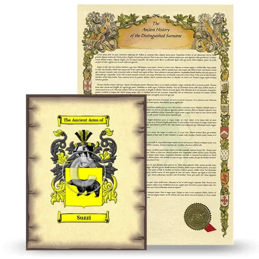 Suzzi Coat of Arms and Surname History Package