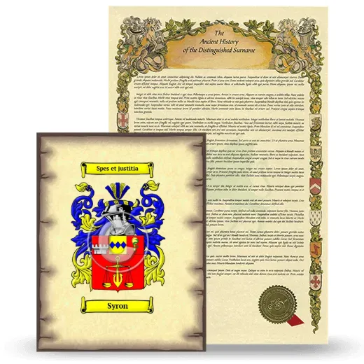 Syron Coat of Arms and Surname History Package