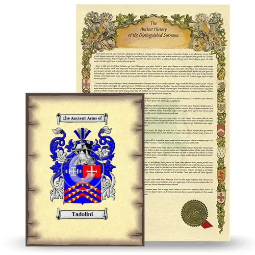 Tadolini Coat of Arms and Surname History Package