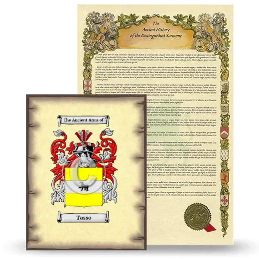 Tasso Coat of Arms and Surname History Package