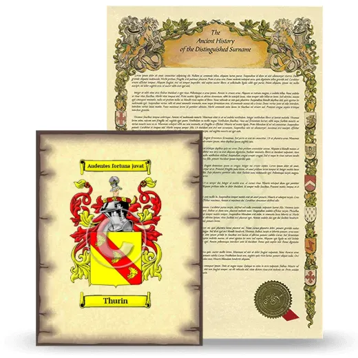 Thurin Coat of Arms and Surname History Package