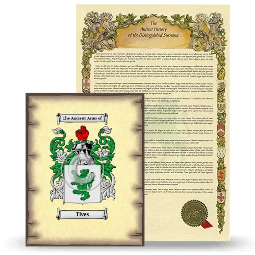 Tives Coat of Arms and Surname History Package