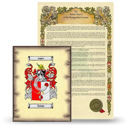 Trens Coat of Arms and Surname History Package