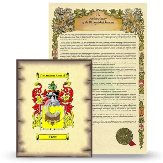 Troit Coat of Arms and Surname History Package