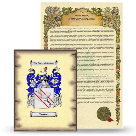 Trueax Coat of Arms and Surname History Package