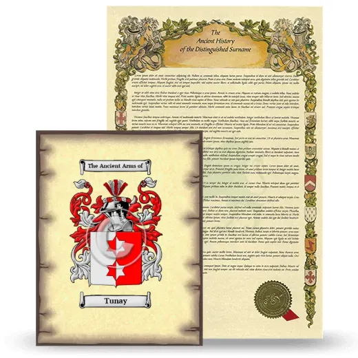 Tunay Coat of Arms and Surname History Package