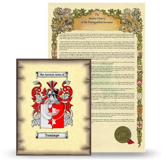 Tunnage Coat of Arms and Surname History Package