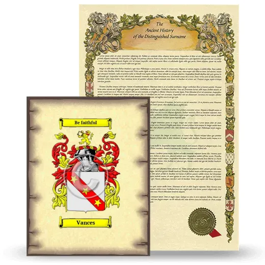 Vances Coat of Arms and Surname History Package