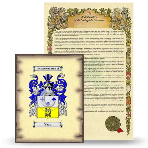 Varo Coat of Arms and Surname History Package
