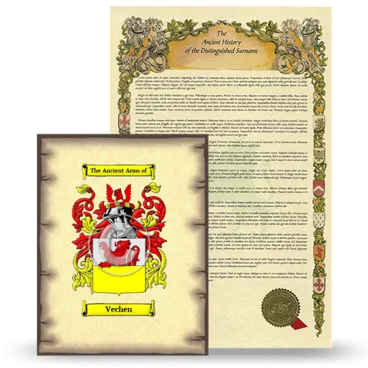 Vechen Coat of Arms and Surname History Package