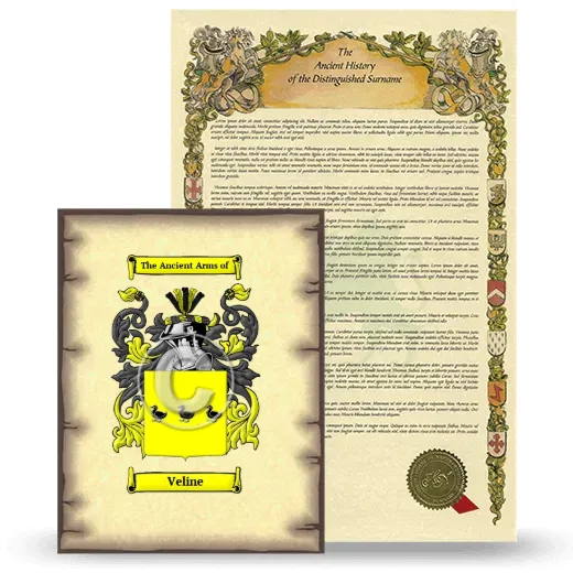 Veline Coat of Arms and Surname History Package
