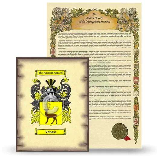 Venass Coat of Arms and Surname History Package