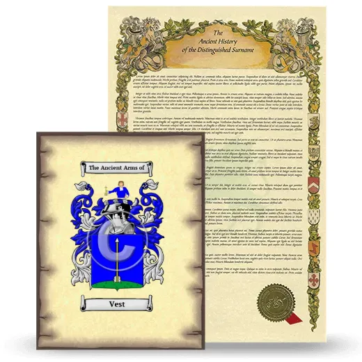 Vest Coat of Arms and Surname History Package