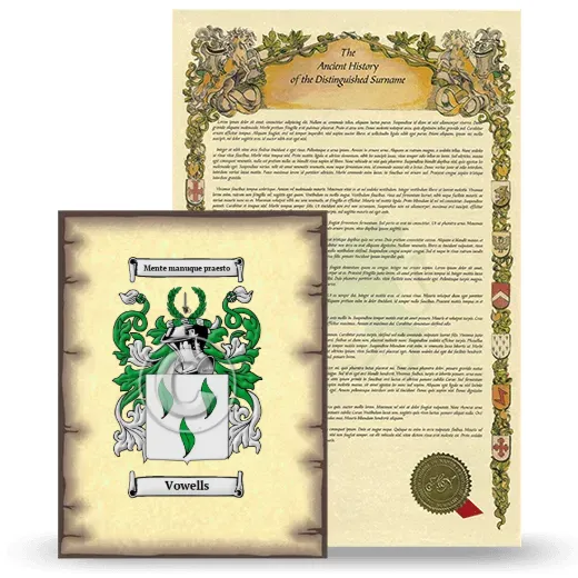 Vowells Coat of Arms and Surname History Package