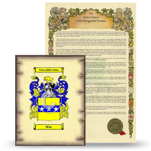 War Coat of Arms and Surname History Package
