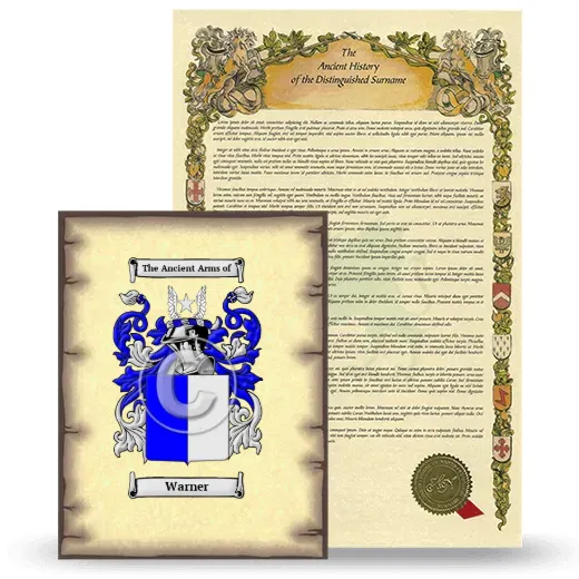 Warner Coat of Arms and Surname History Package