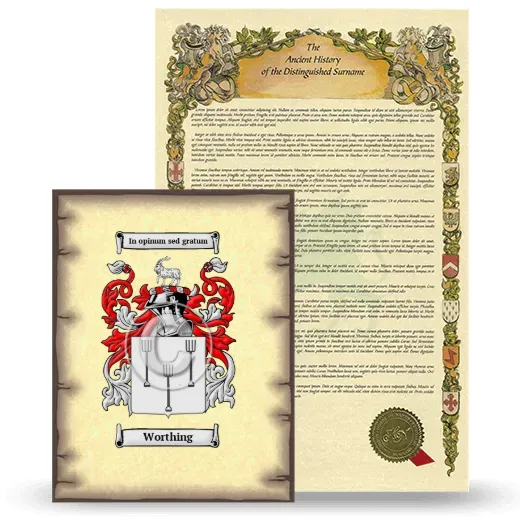 Worthing Coat of Arms and Surname History Package