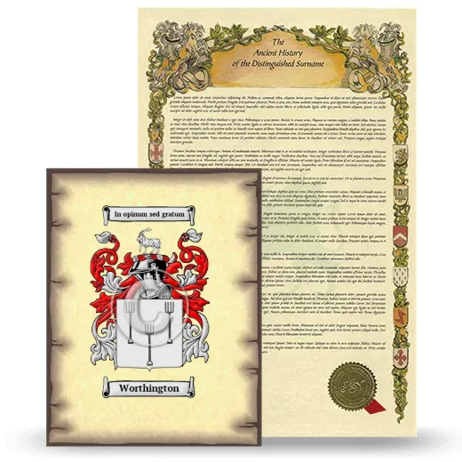 Worthington Coat of Arms and Surname History Package