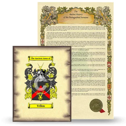 Yellon Coat of Arms and Surname History Package