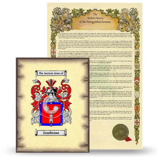 Zambrana Coat of Arms and Surname History Package