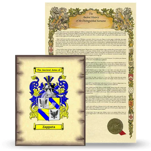 Zappata Coat of Arms and Surname History Package