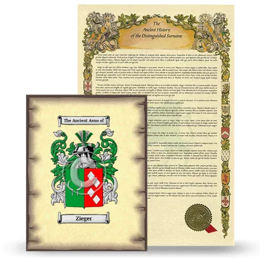 Zieger Coat of Arms and Surname History Package