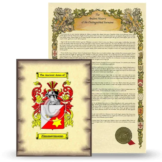 Zimmermann Coat of Arms and Surname History Package