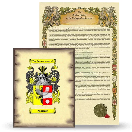 Zsarmir Coat of Arms and Surname History Package