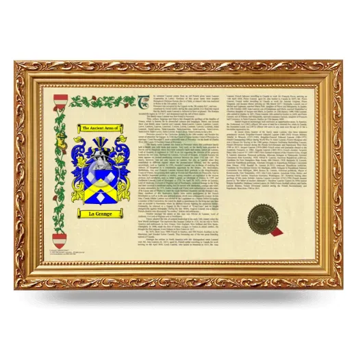 La Grange Armorial Landscape Framed - Gold