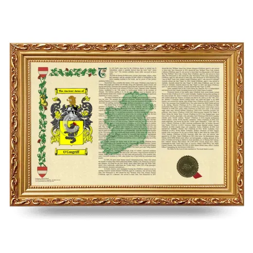 O'Cosgriff Armorial Landscape Framed - Gold
