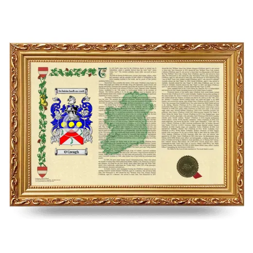O'Creagh Armorial Landscape Framed - Gold
