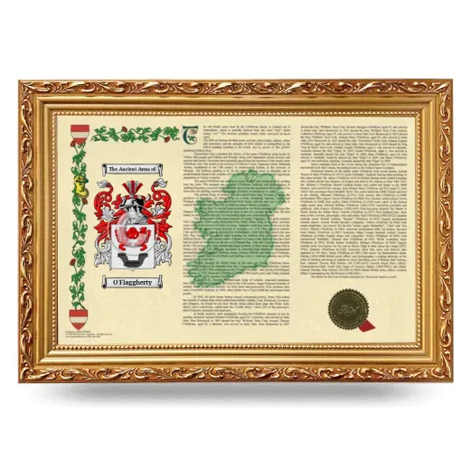 O'Flaggherty Armorial Landscape Framed - Gold