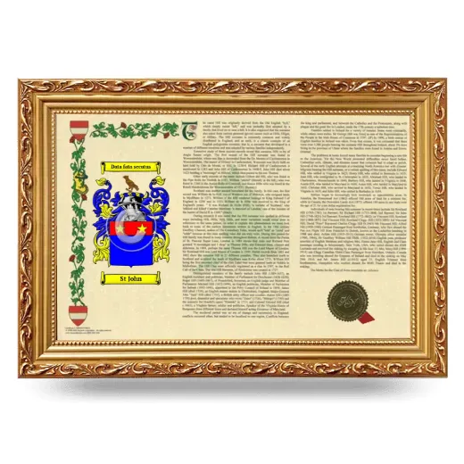 St John Armorial Landscape Framed - Gold