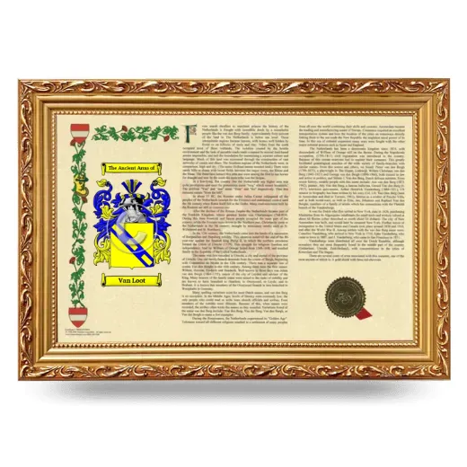 Van Loot Armorial Landscape Framed - Gold