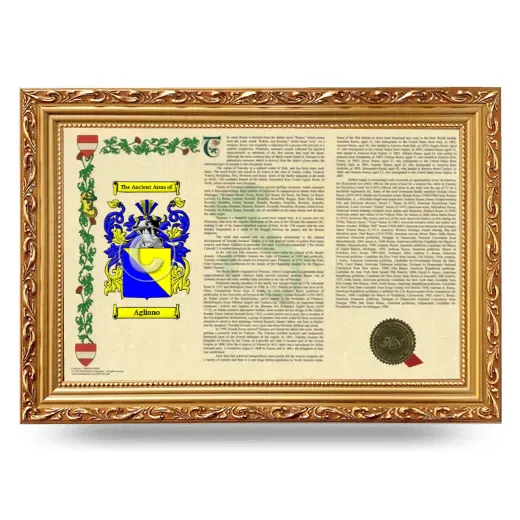 Agliano Armorial Landscape Framed - Gold