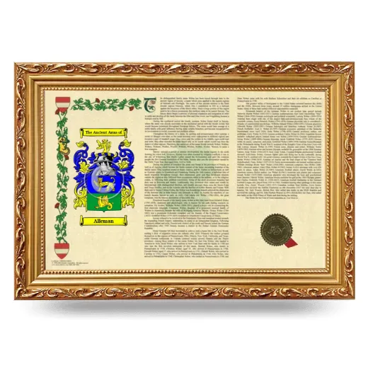 Alleman Armorial Landscape Framed - Gold