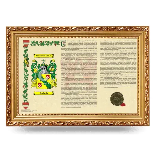 Andrada Armorial Landscape Framed - Gold