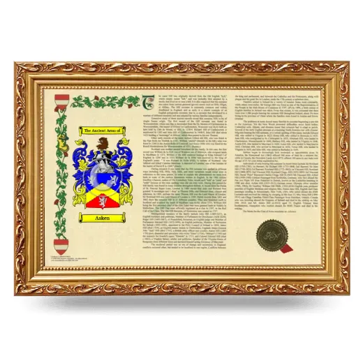 Asken Armorial Landscape Framed - Gold