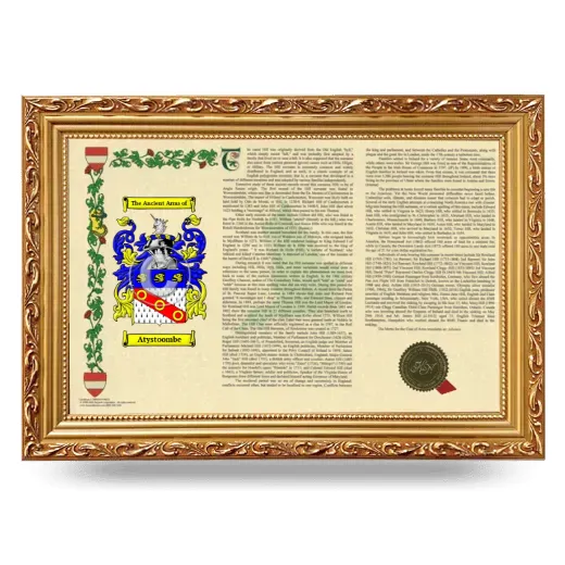 Atystoombe Armorial Landscape Framed - Gold