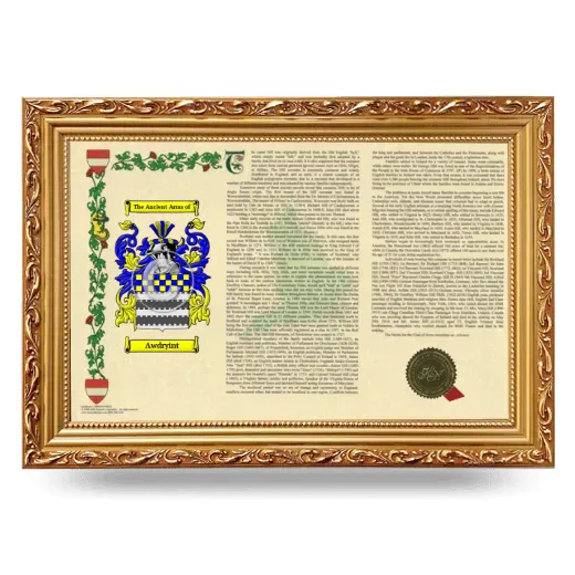 Awdryint Armorial Landscape Framed - Gold