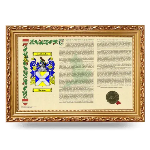 Backues Armorial Landscape Framed - Gold